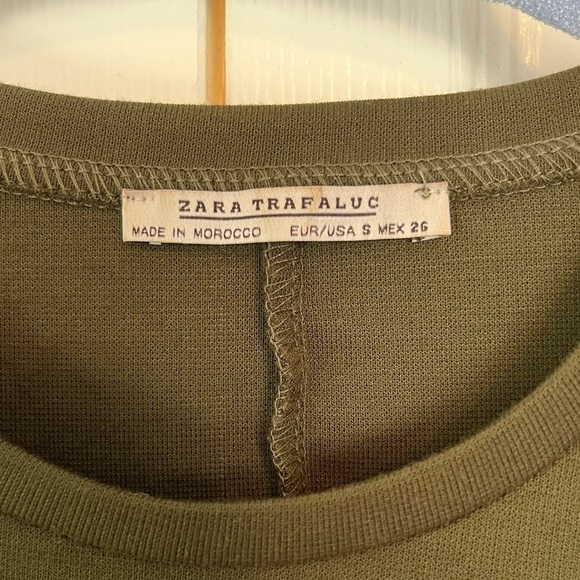 Zara Trafaluc Green Belle Long Sleeve Flowy Dress Size S - Picture 8 of 8